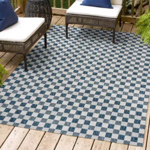 Traditional Cottage Checkerboard Indoor/Outdoor Runner Rug
