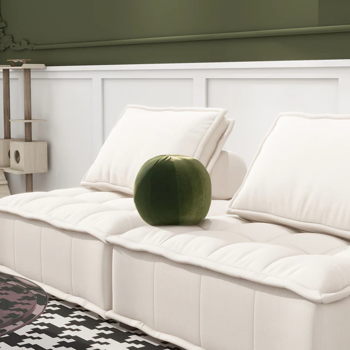 Ball Throw Pillow, Olive Green Performance Velvet