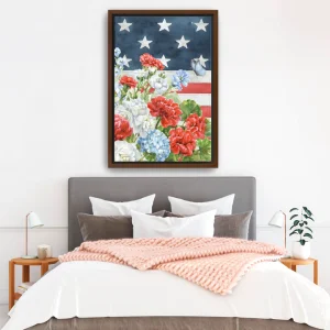 Red White and Blue Floral IV Canvas Giclee